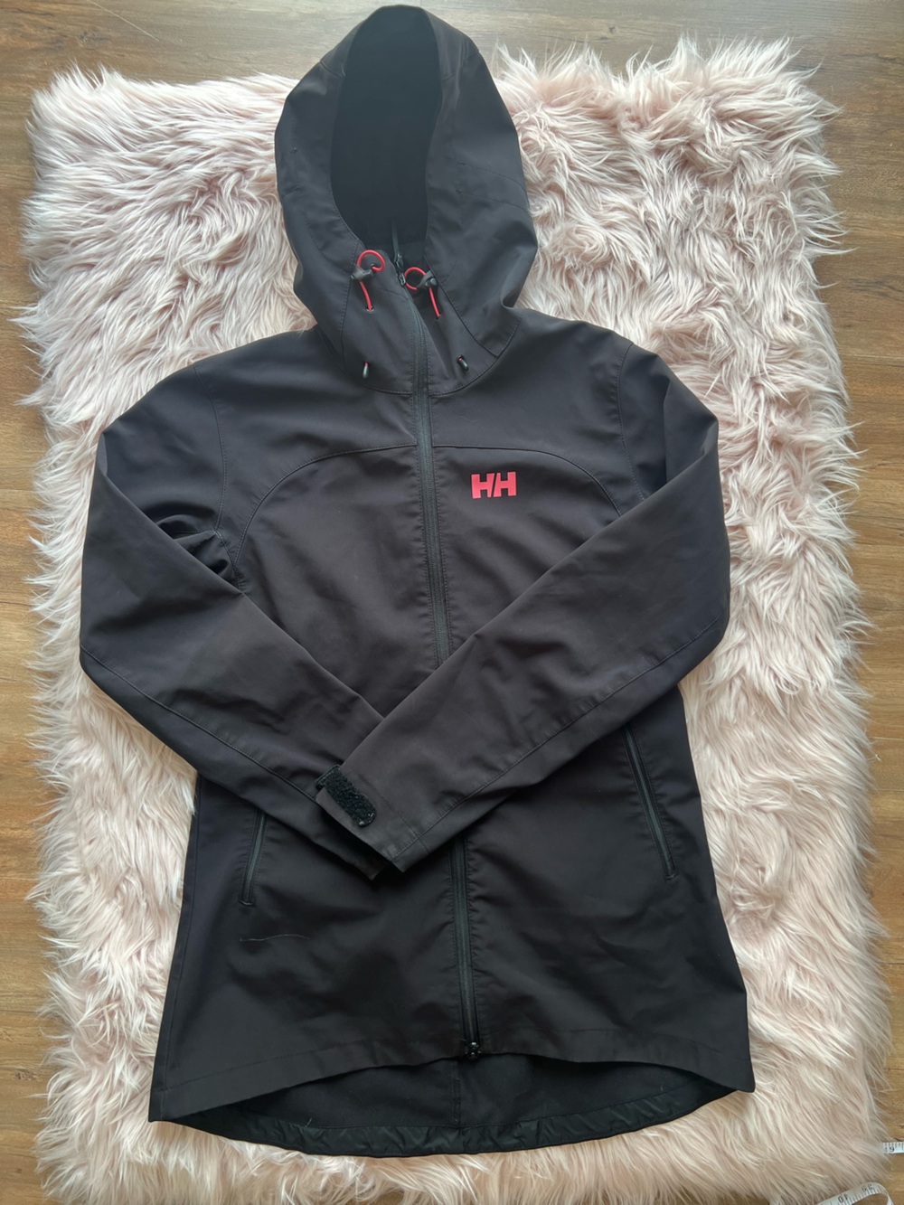 Helly Hansen Black Jacket with Pink Logo Accents Large